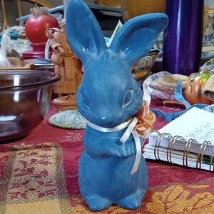 Vintage Albertas 1980 Blue Ceramic Bunny Figurine